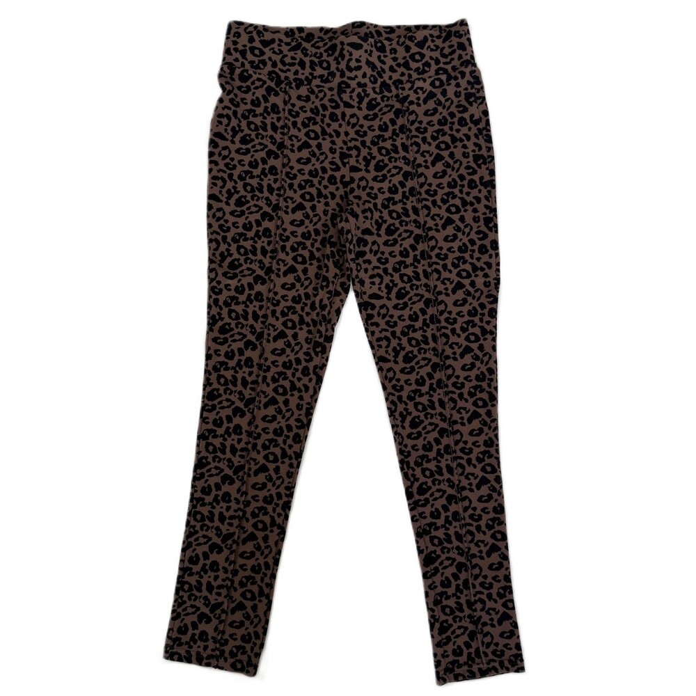 Seven7 Women's Legging Medium Brown Black Leopard Animal Print Stretch Elastic